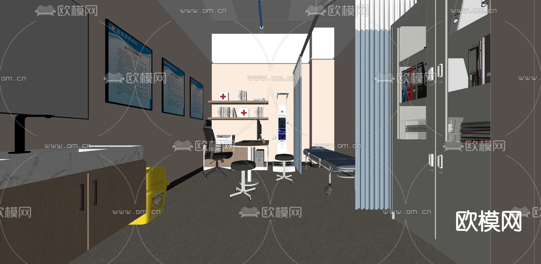 医院诊所 观察室 诊疗室su模型下载（渲染图1）