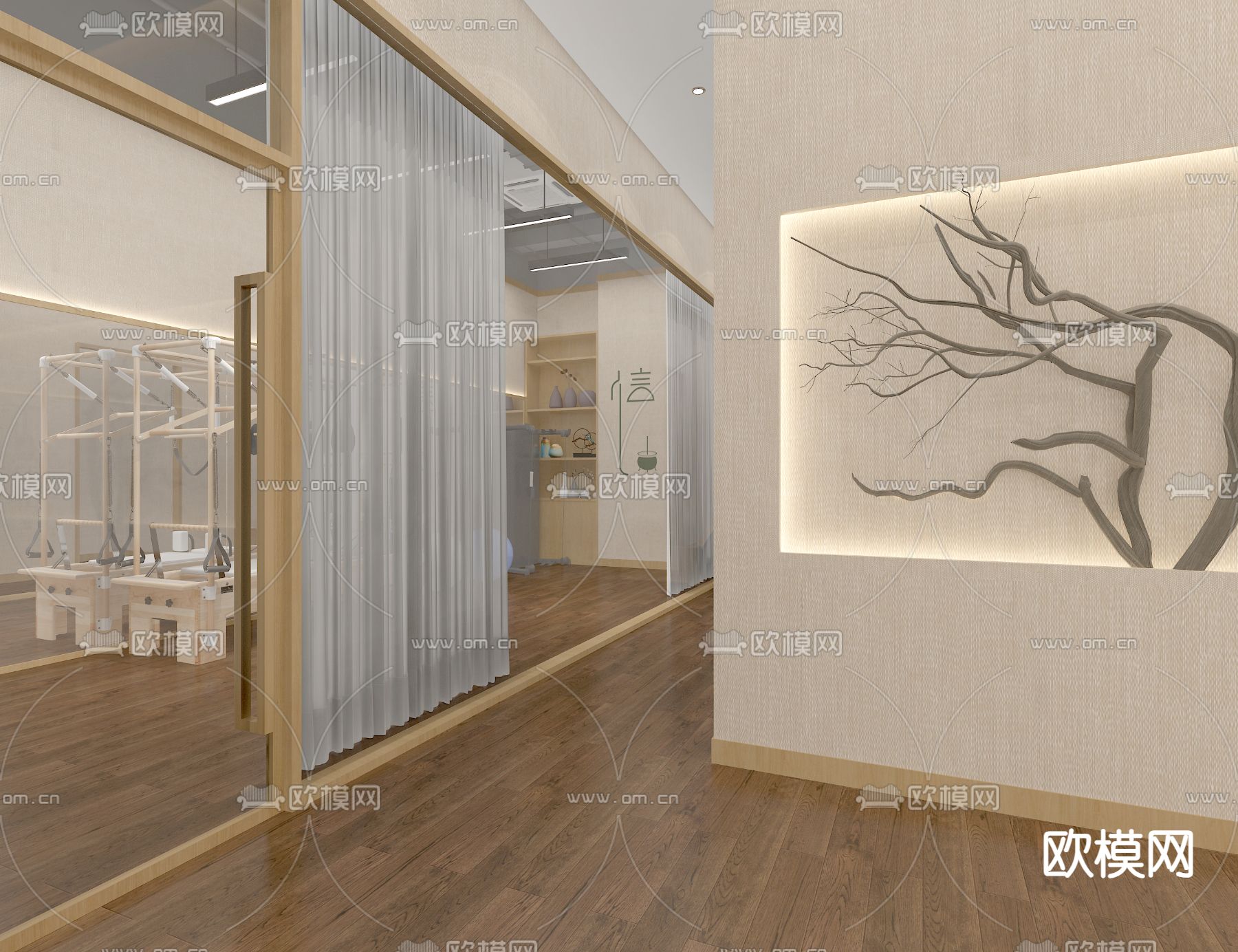 健身房 瑜伽室 普拉提3d模型下载（渲染图4）