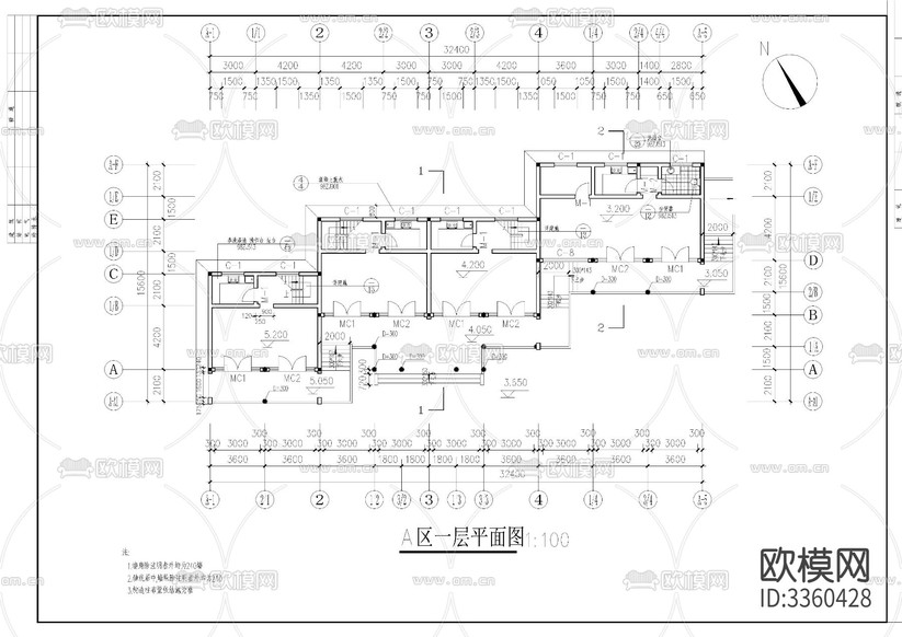 仿古商業(yè)建筑CAD施工圖下載(渲染圖1)