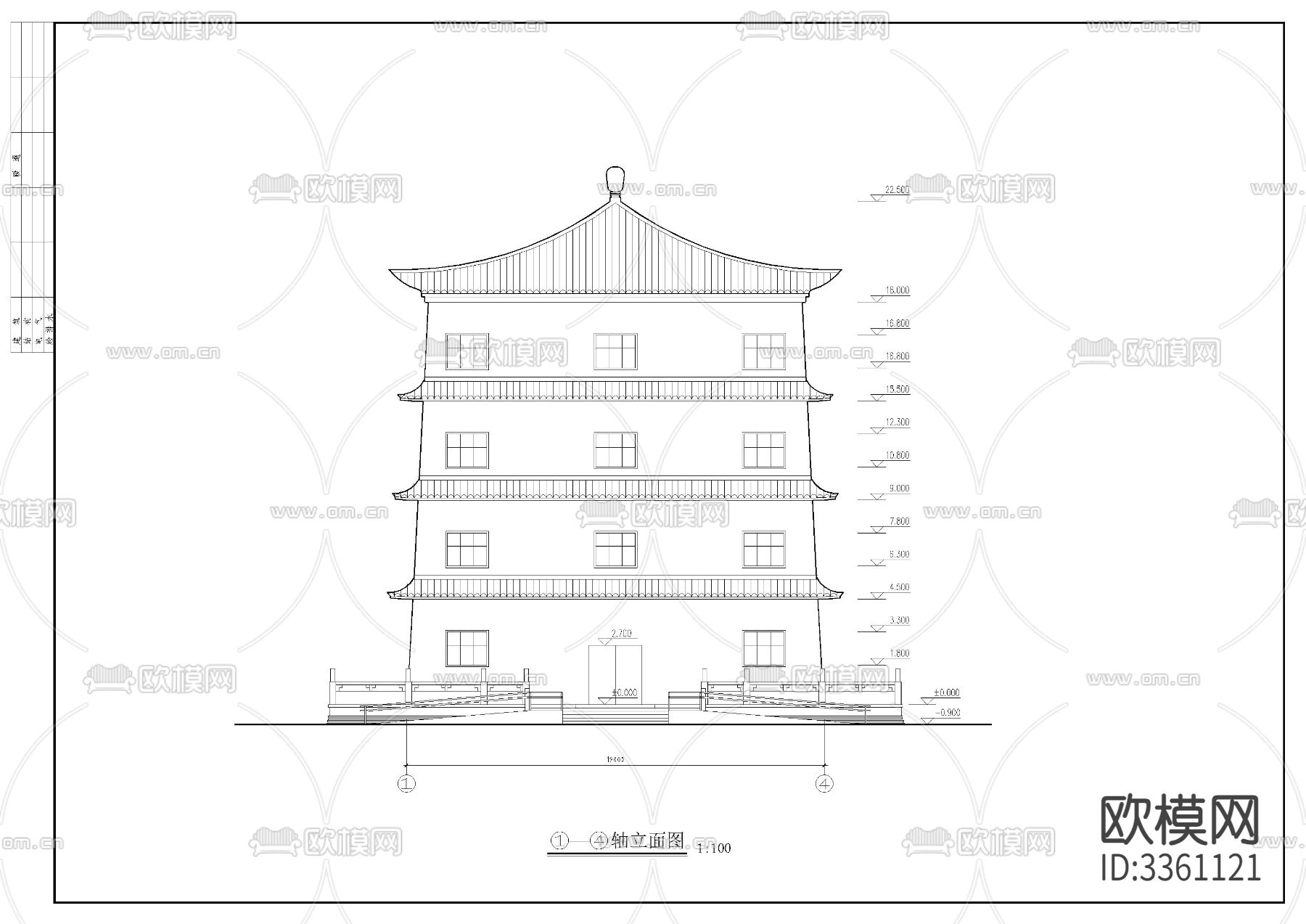 古建筑佛塔CAD施工图下载（渲染图1）