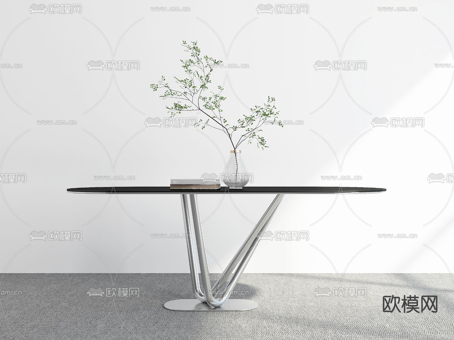 椭圆餐桌3d模型下载