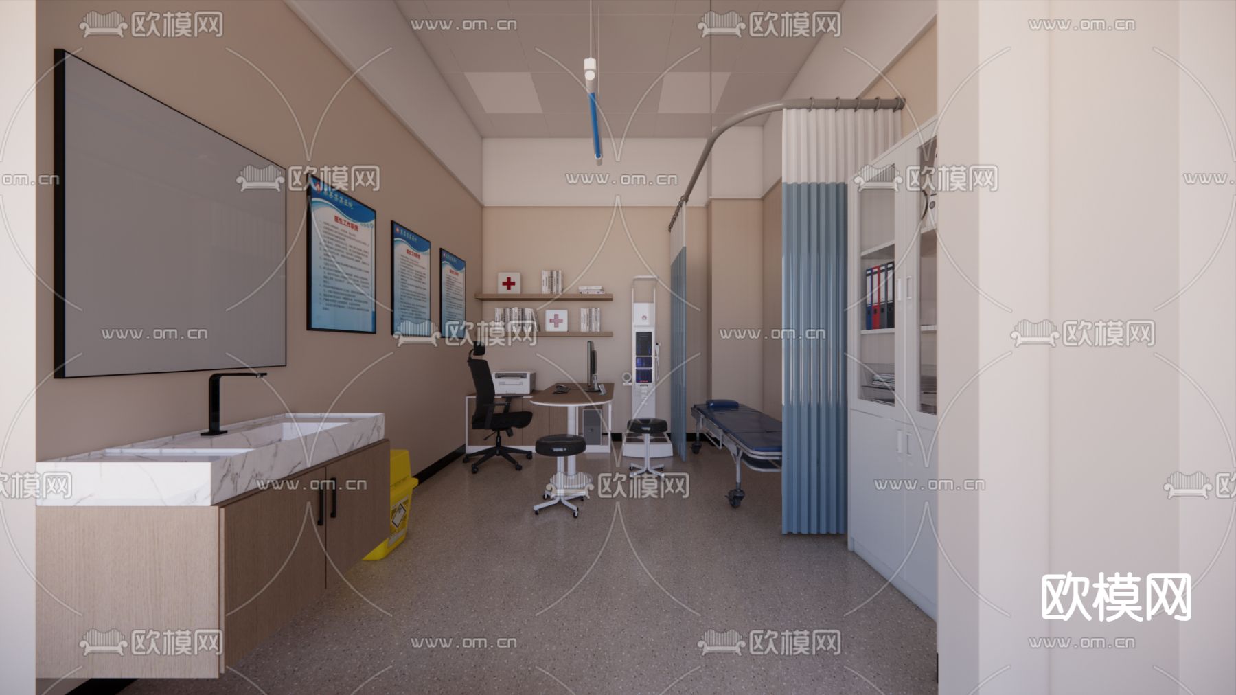 医院诊所 观察室 诊疗室su模型下载（渲染图2）