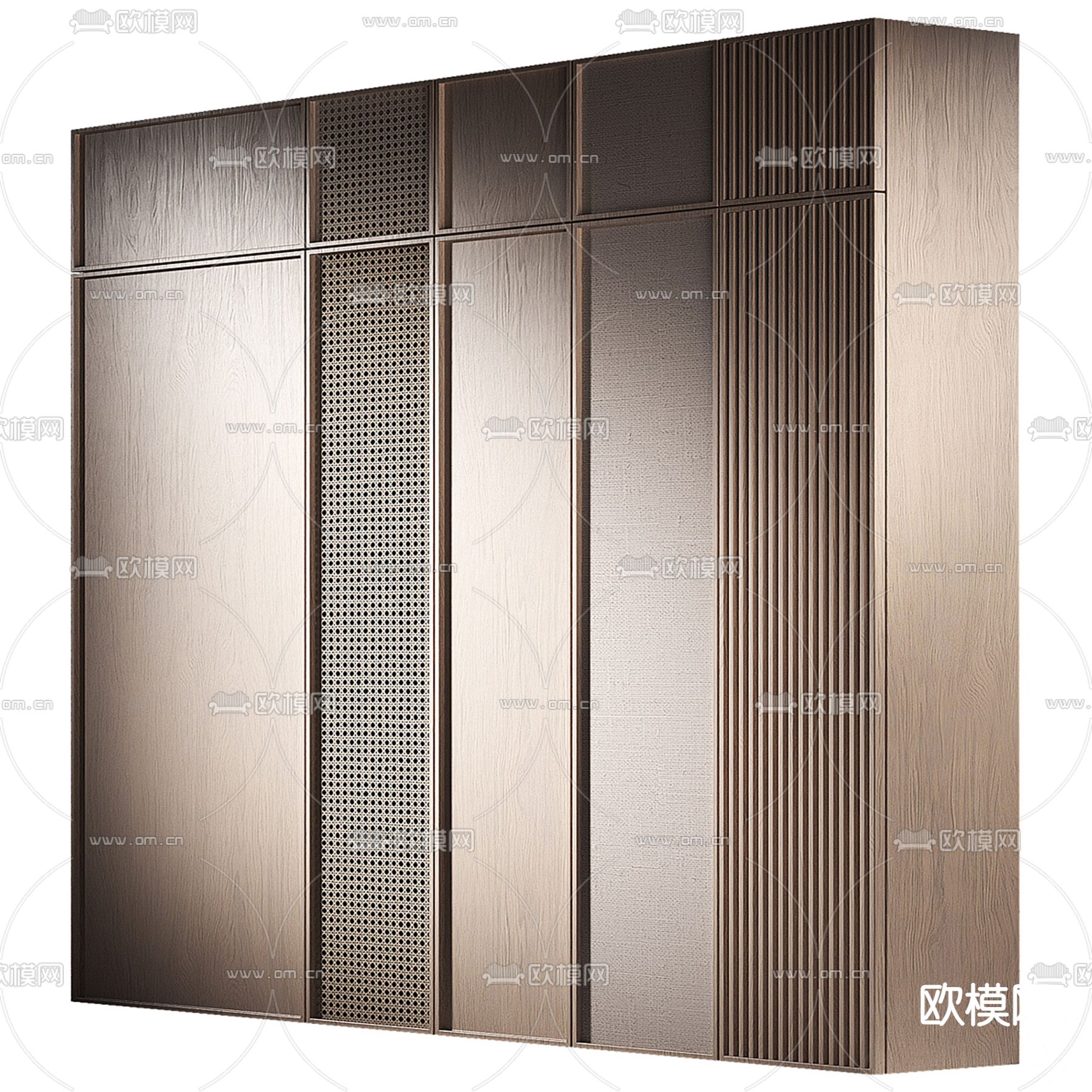 Scandinavian 藤编衣柜 衣橱3d模型下载（渲染图1）