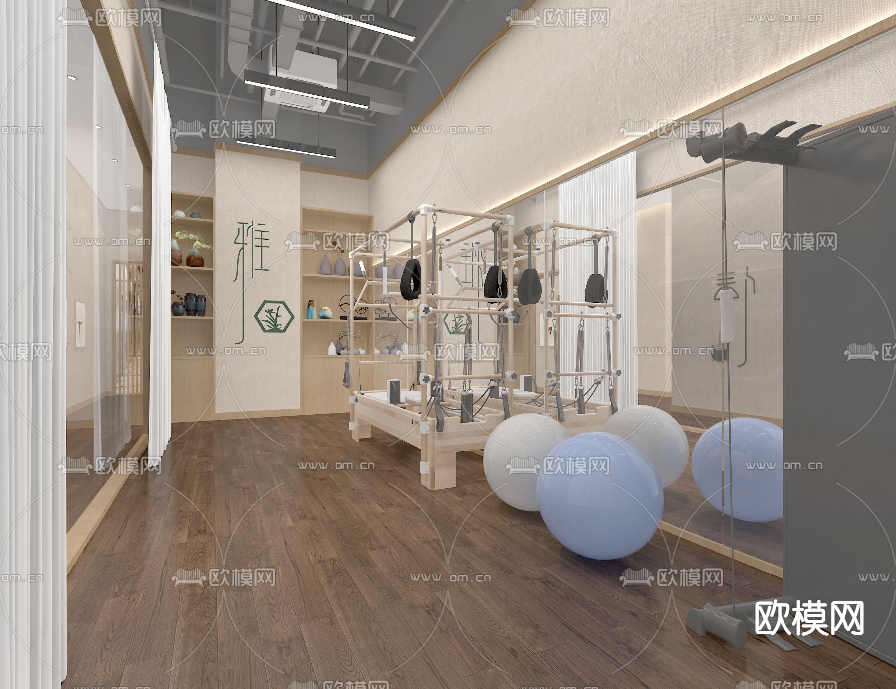 健身房 瑜伽室 普拉提3d模型下载（渲染图5）