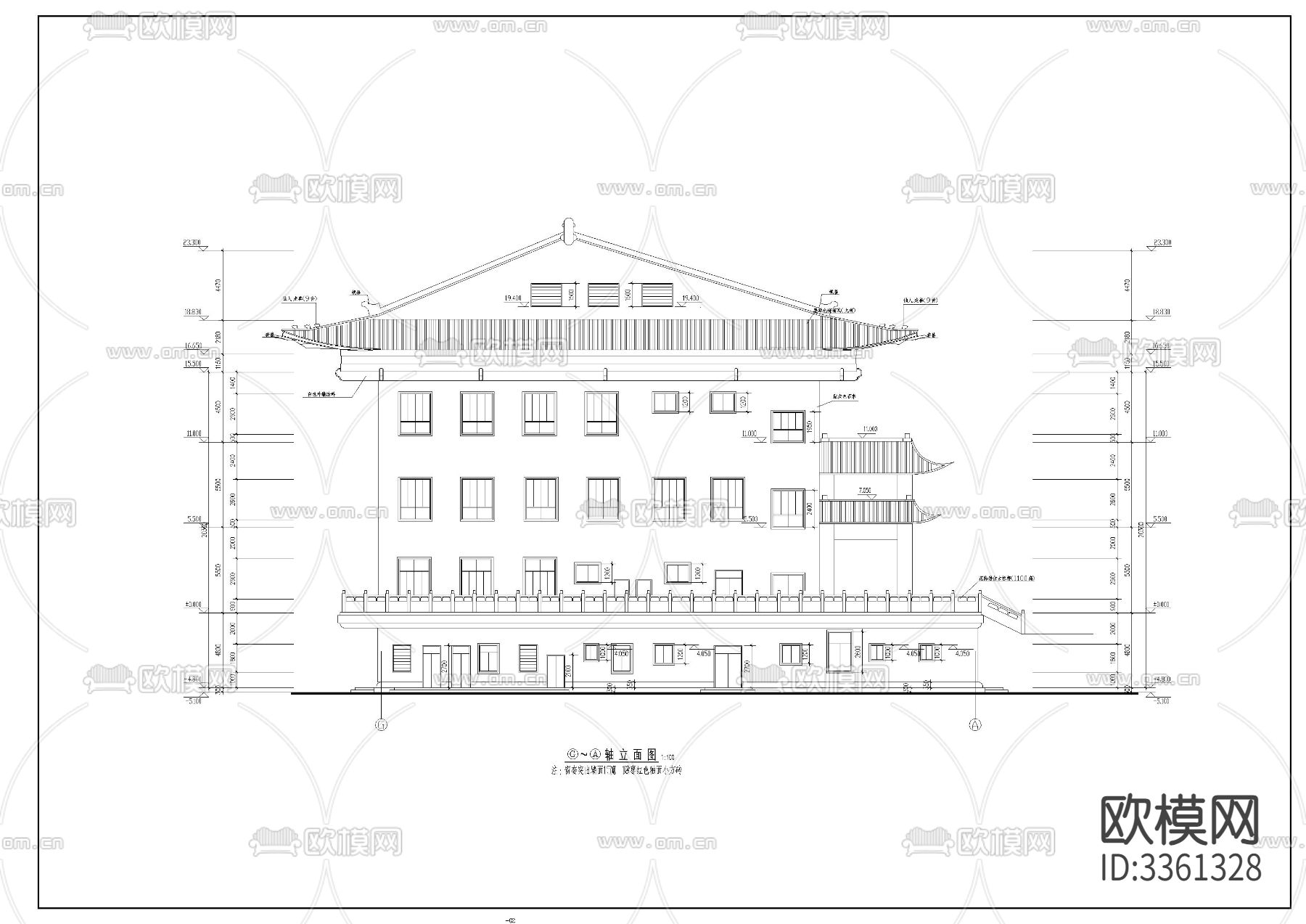 静音寺建筑CAD施工图下载（渲染图4）