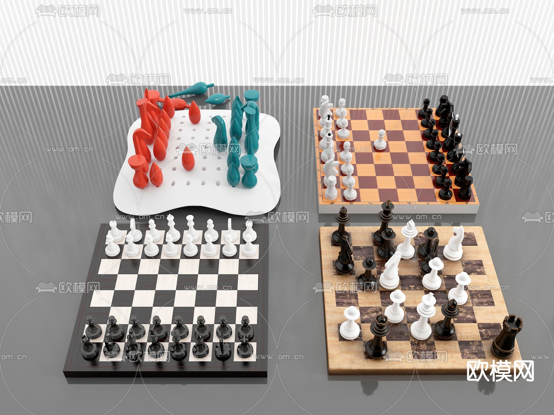 国际象棋 棋盘3d模型下载