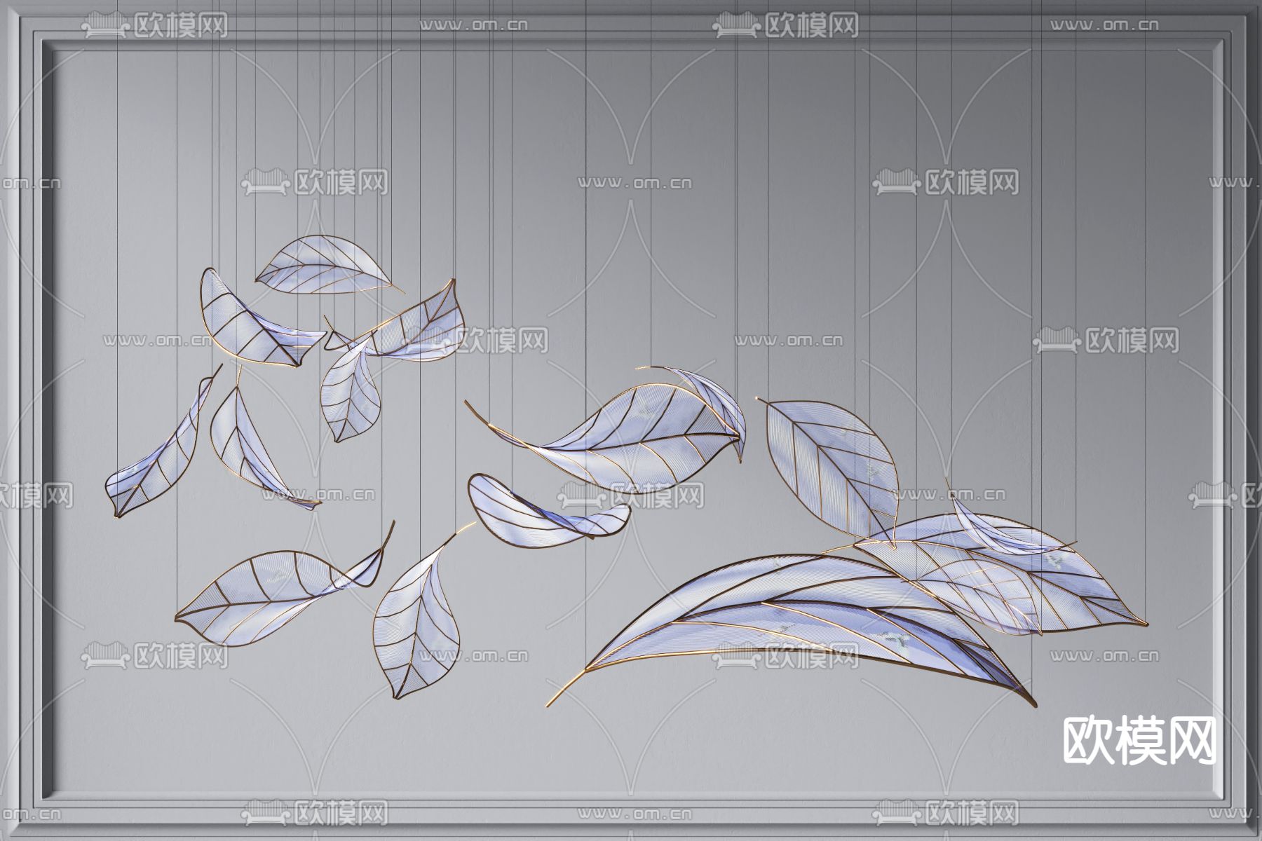 树叶装饰灯 大堂灯3d模型下载