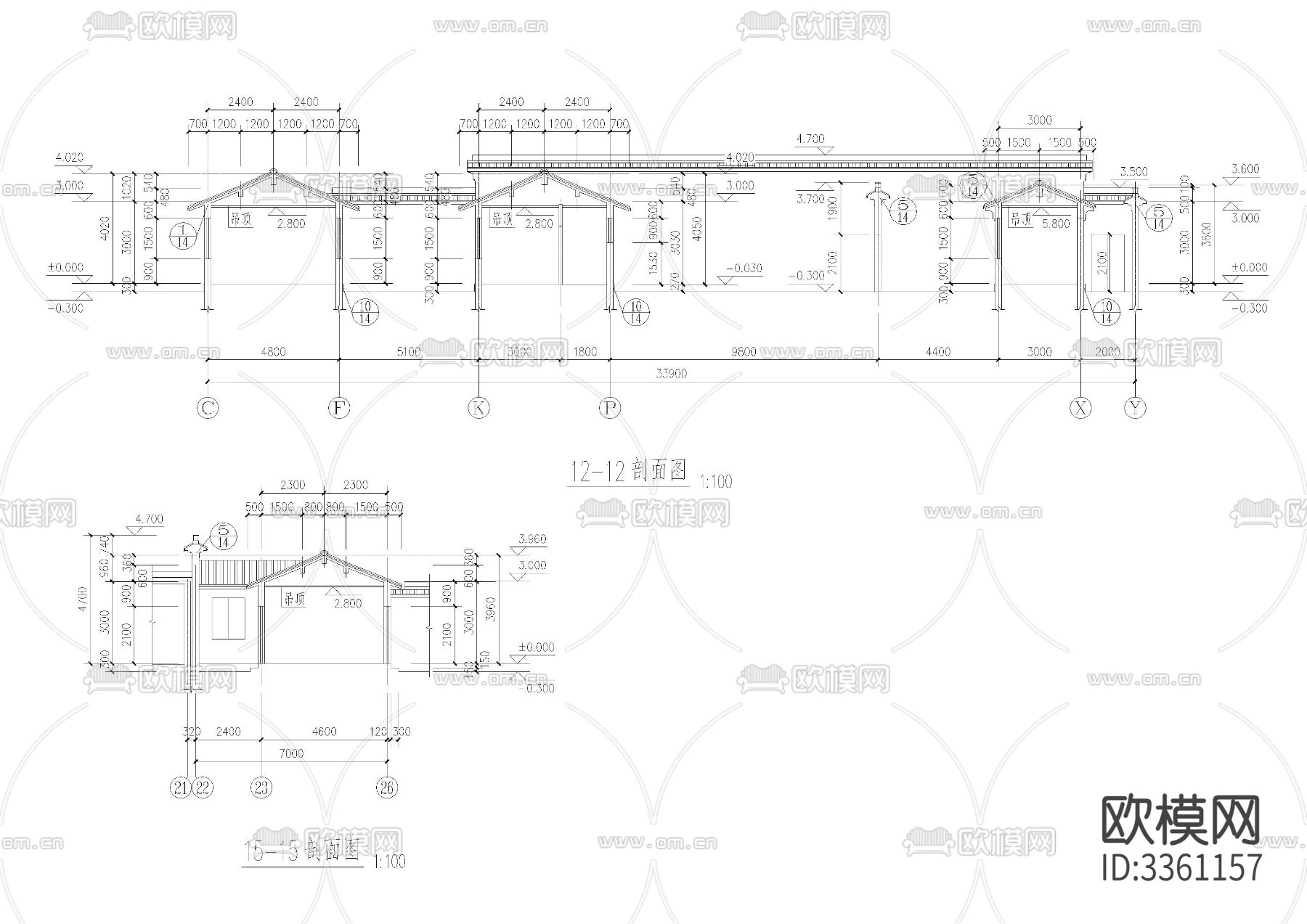 古建筑CAD施工图下载（渲染图3）