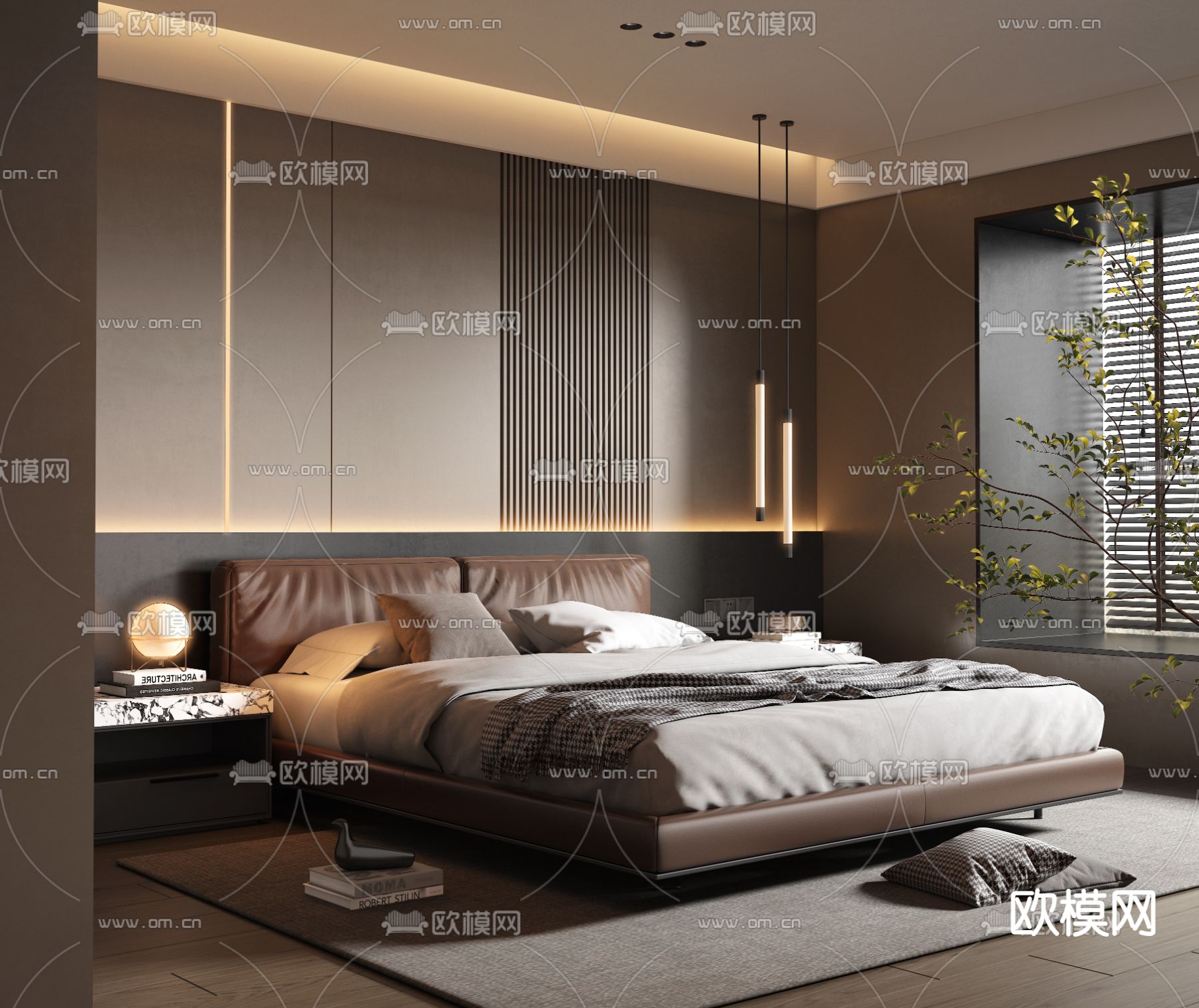 轻奢风卧室 主人房3d模型下载