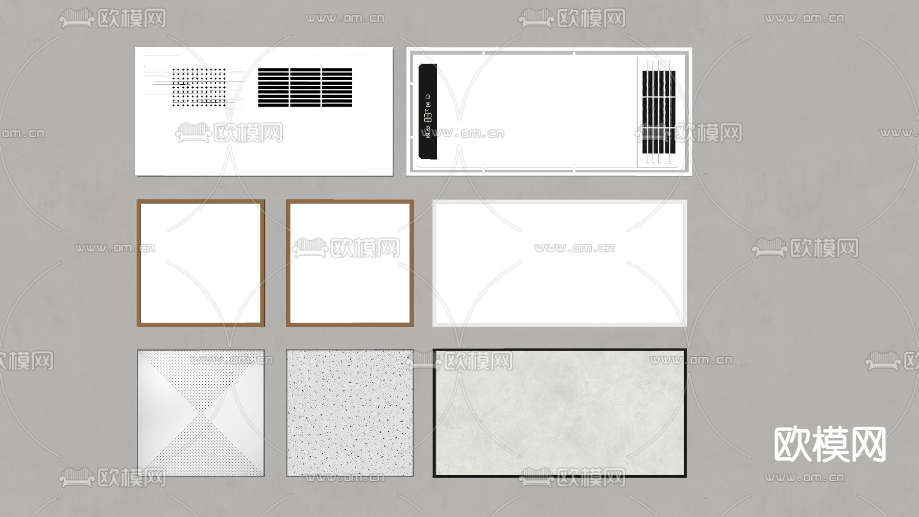 集成吊顶 铝扣板浴霸 平板灯su模型下载（渲染图1）