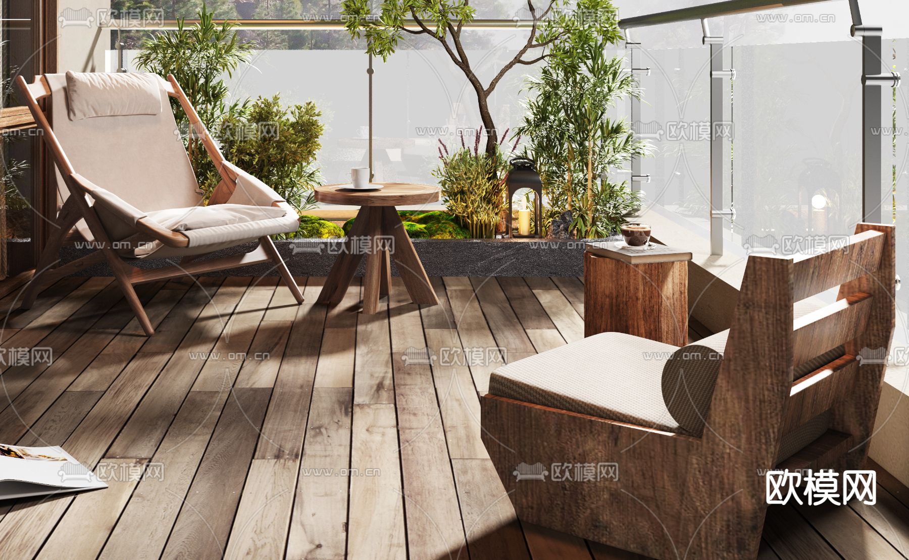 生活阳台 休闲阳台3d模型下载（渲染图2）