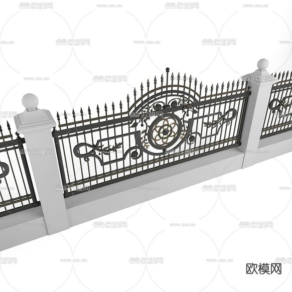 欧式墙院围栏 护栏 栅栏su模型下载(渲染图3)