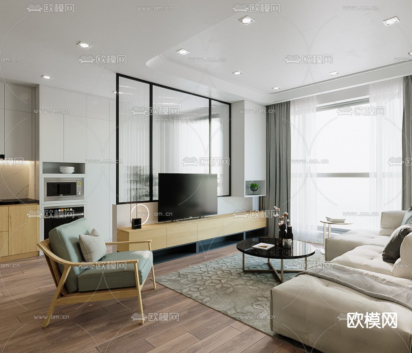 北欧客餐厅3d模型下载（渲染图1）