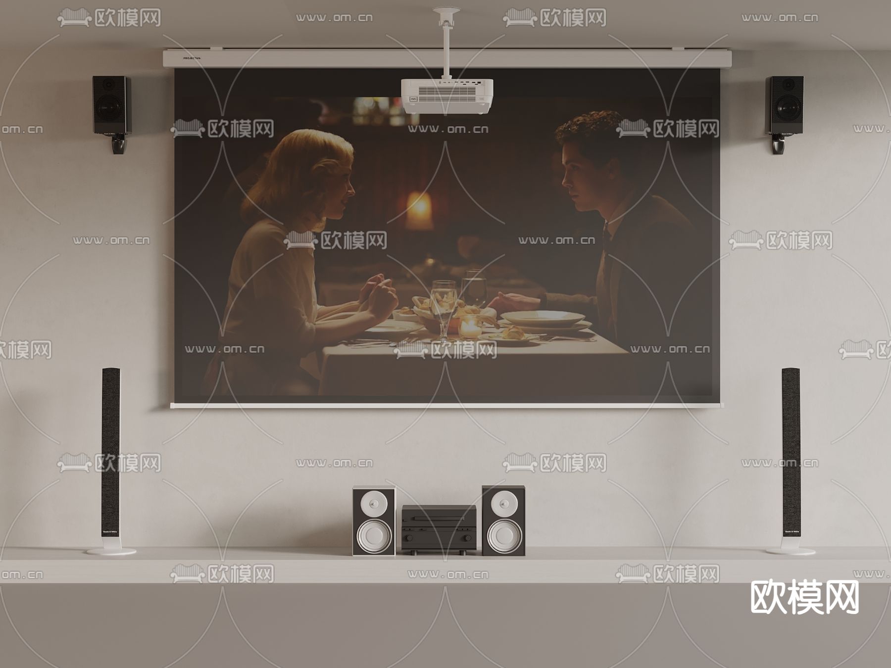 投影仪 投影幕布su模型下载（渲染图2）