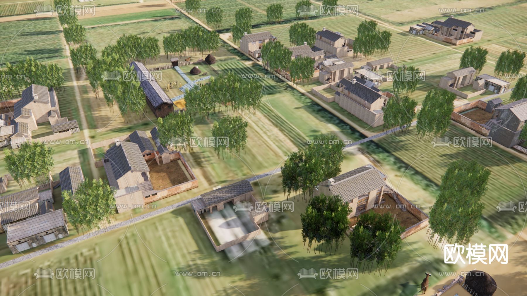 美丽乡村规划su模型下载（渲染图2）