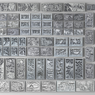  中式浮雕景墙 文化浮雕su模型 