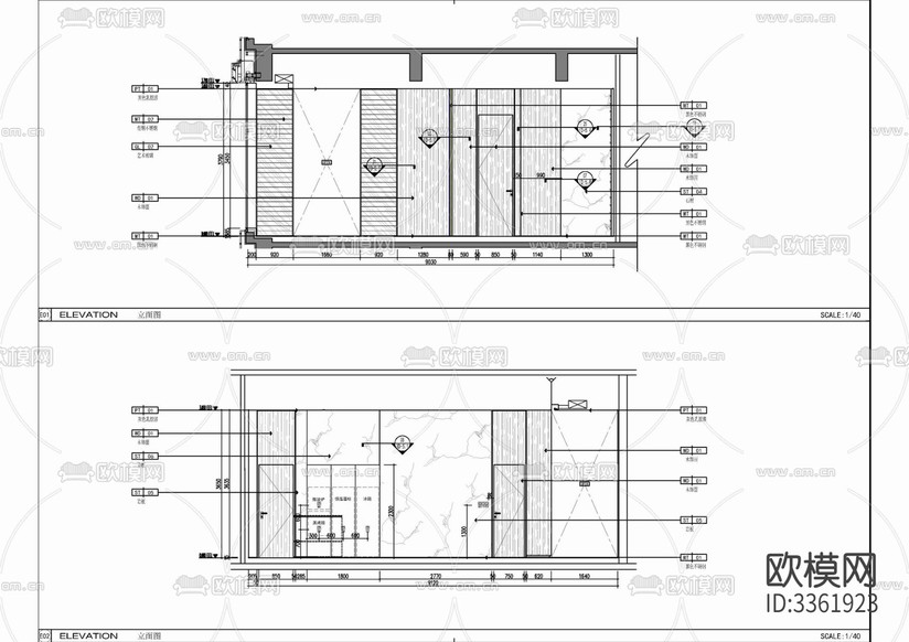 180㎡家裝大平層室內(nèi) 樣板間 私宅 大平層cad施工圖下載(渲染圖6)