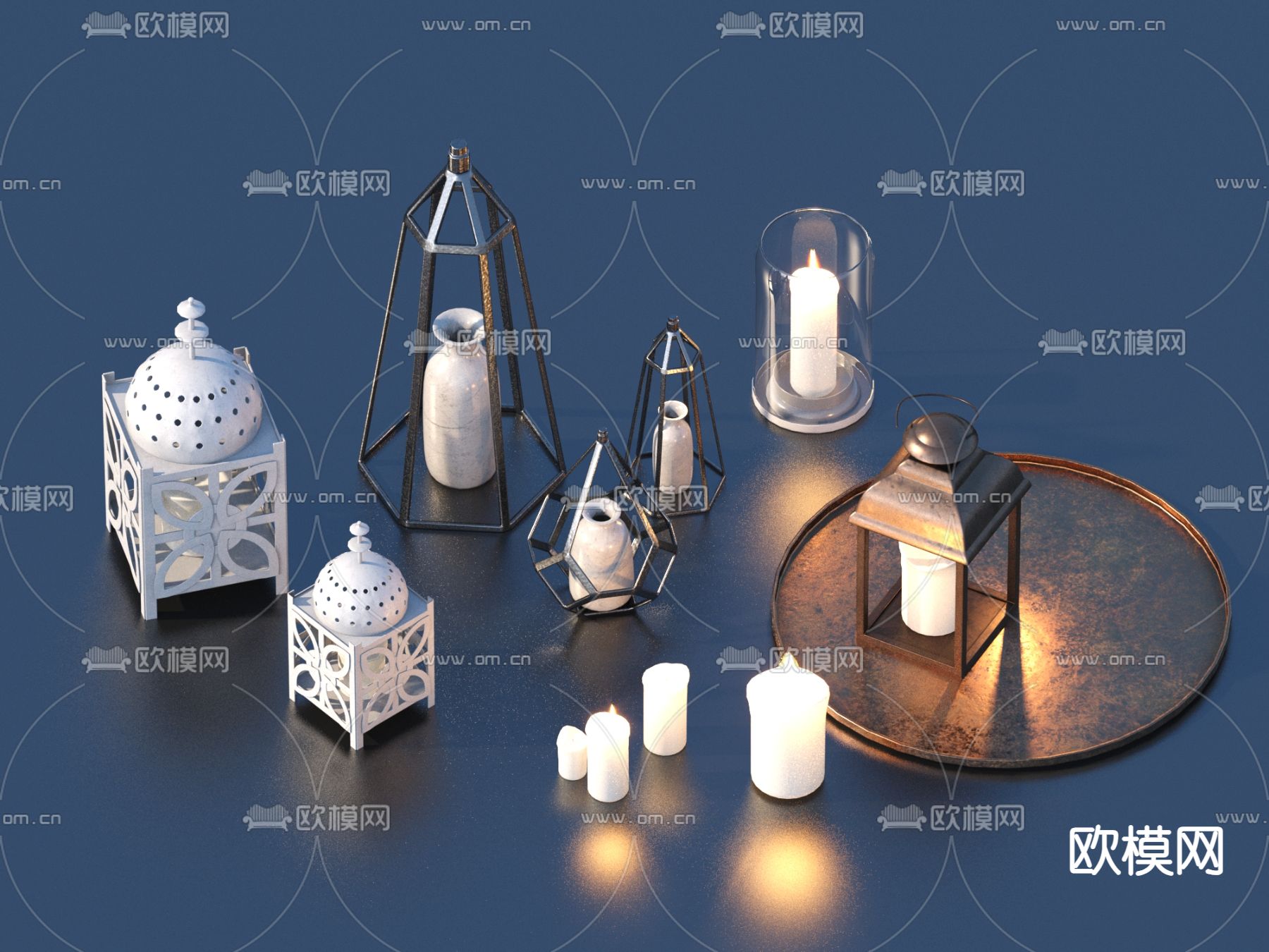 烛台灯 蜡烛3d模型下载