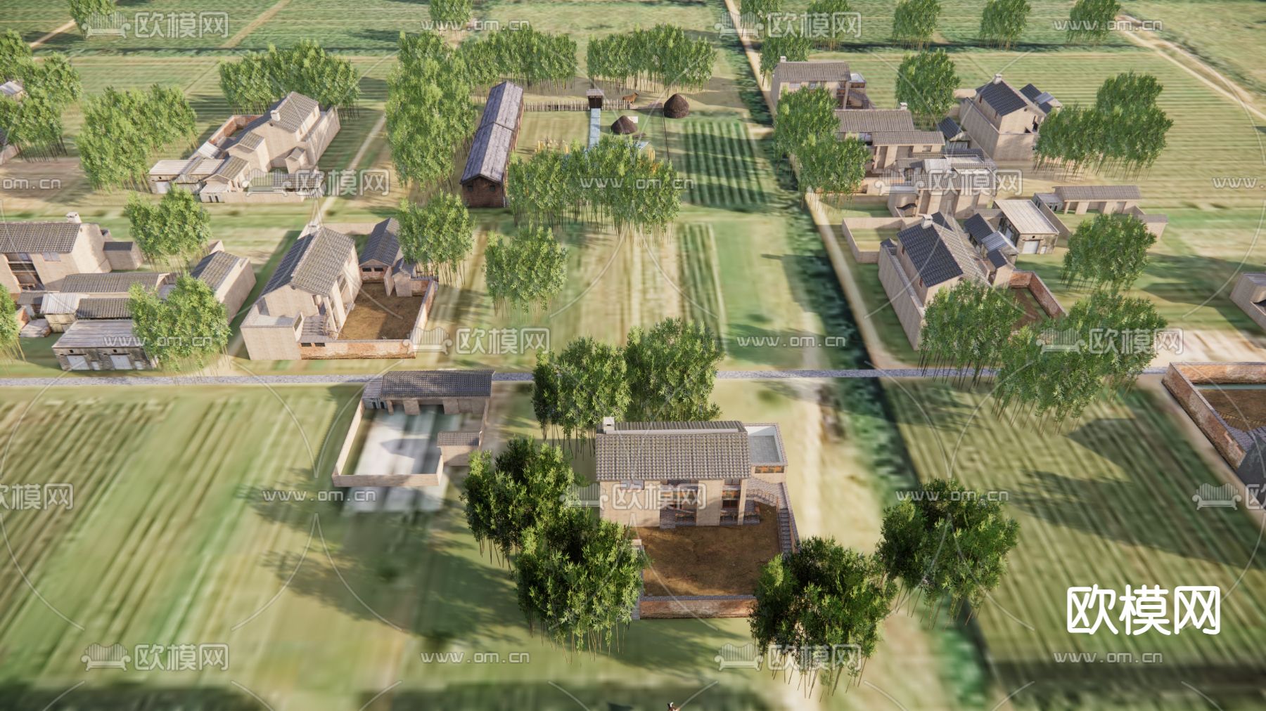 美丽乡村规划su模型下载（渲染图3）
