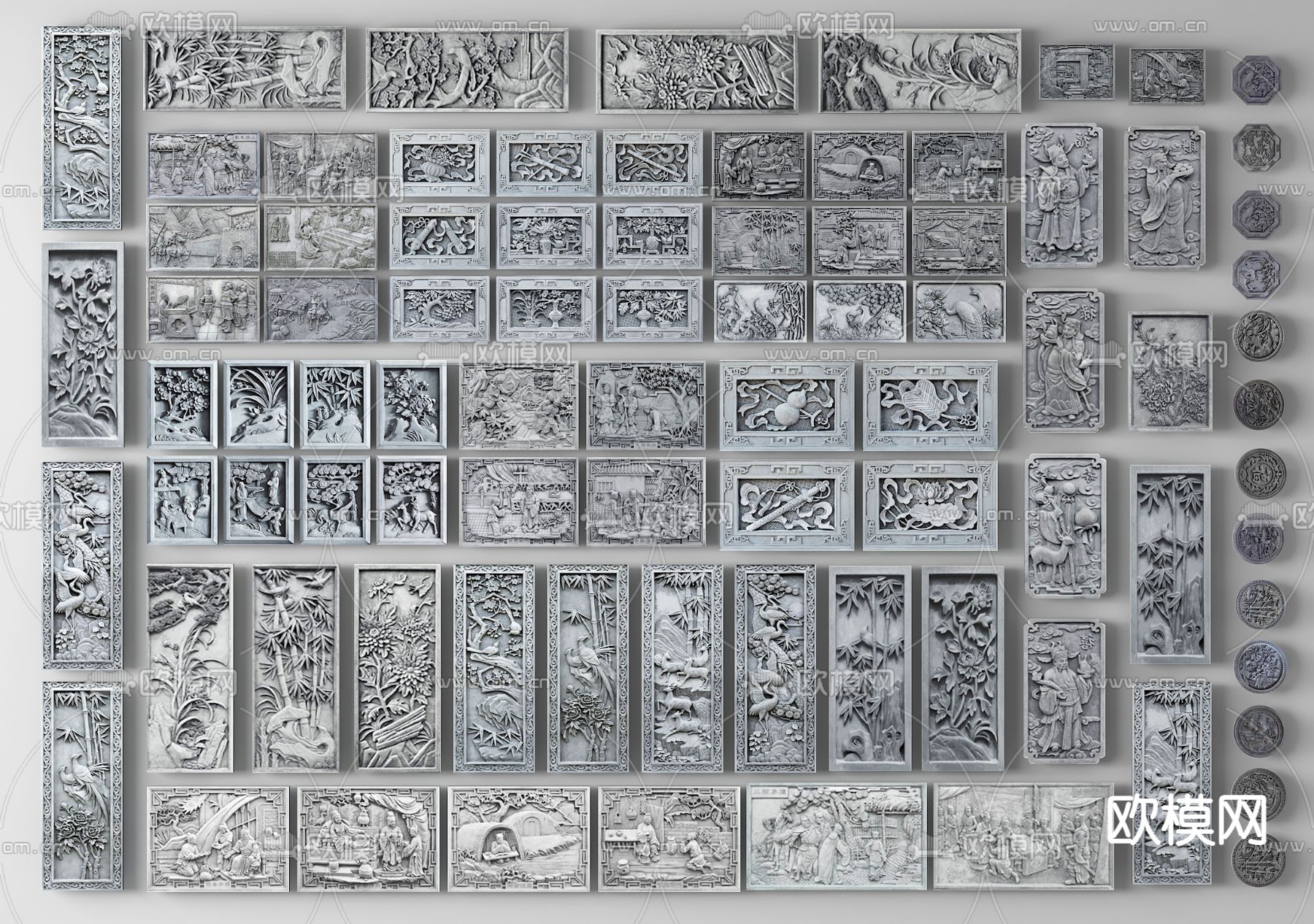 中式浮雕景墙 文化浮雕su模型下载（渲染图2）