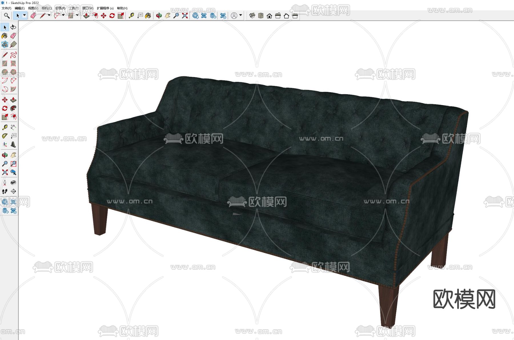简欧双人沙发su模型下载（渲染图1）