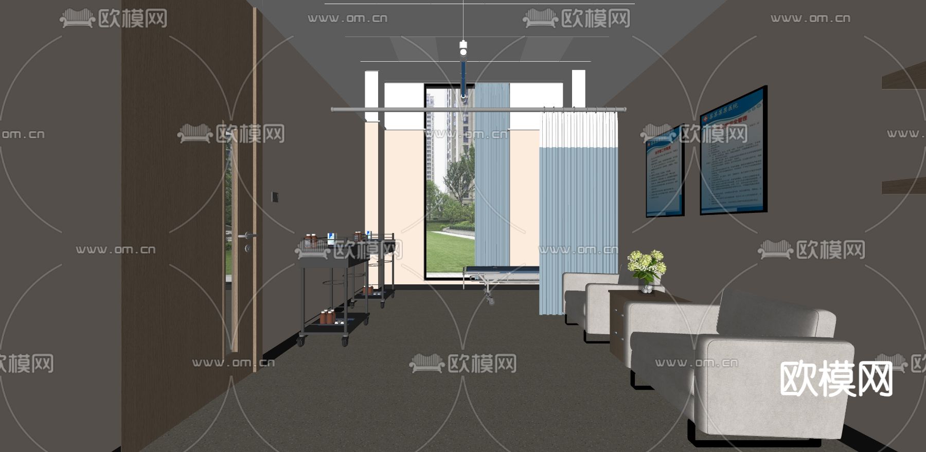 医院诊所 观察室 诊疗室su模型下载（渲染图1）