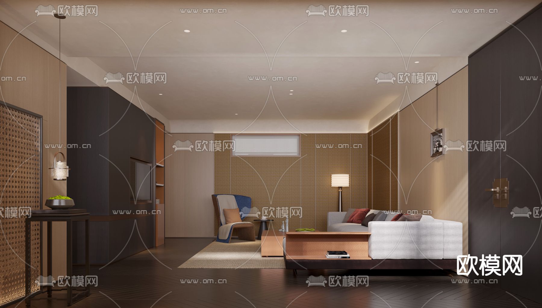 酒店会客厅3d模型下载（渲染图1）