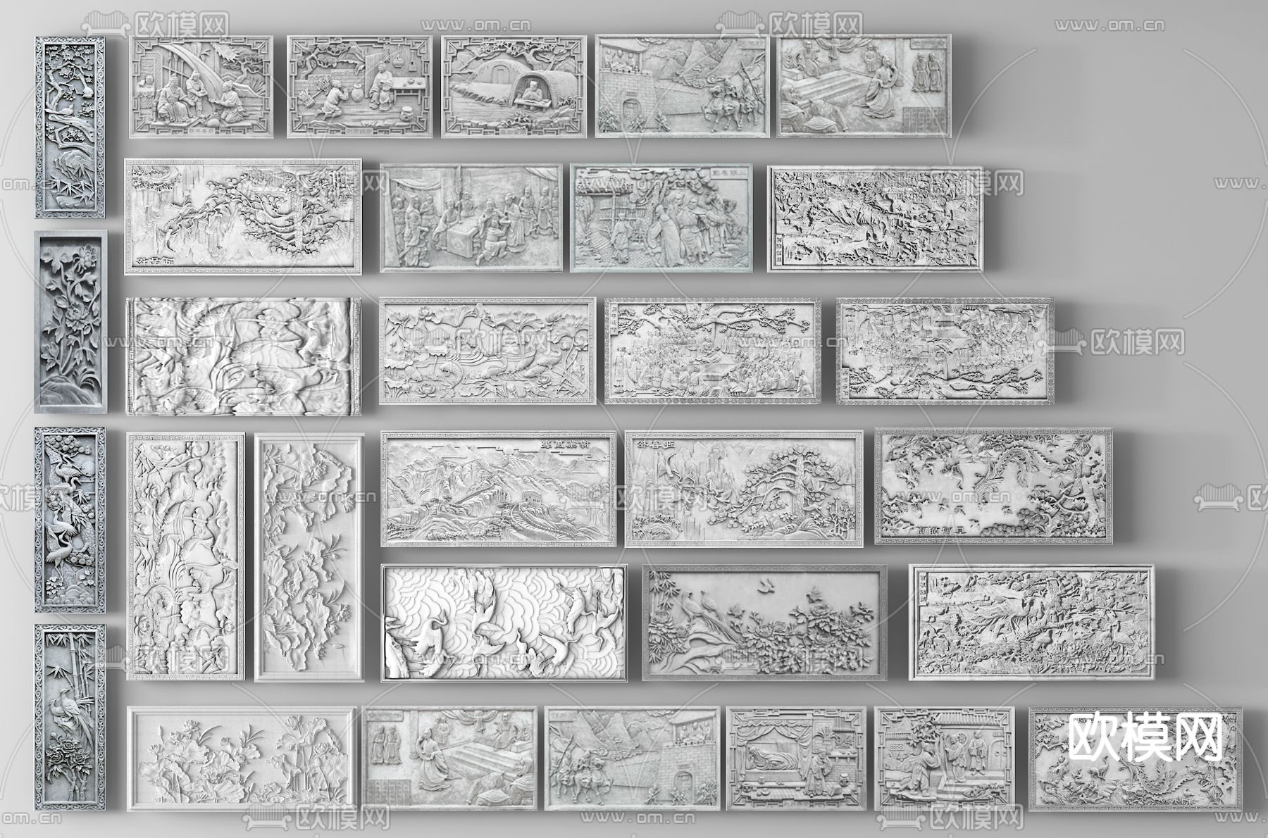 中式浮雕景墙 文化浮雕su模型下载（渲染图2）