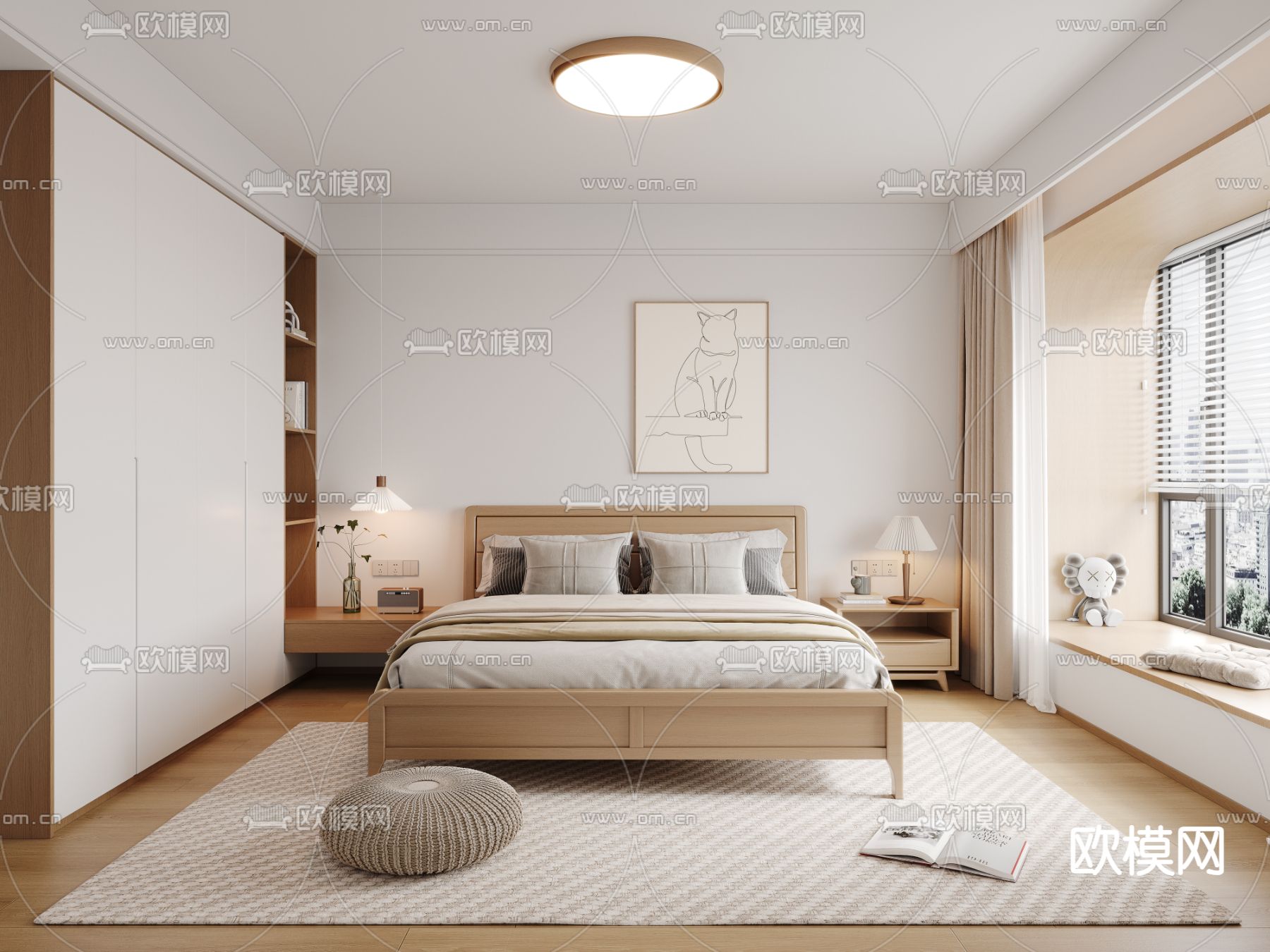 北欧卧室 主卧 主人房3d模型下载