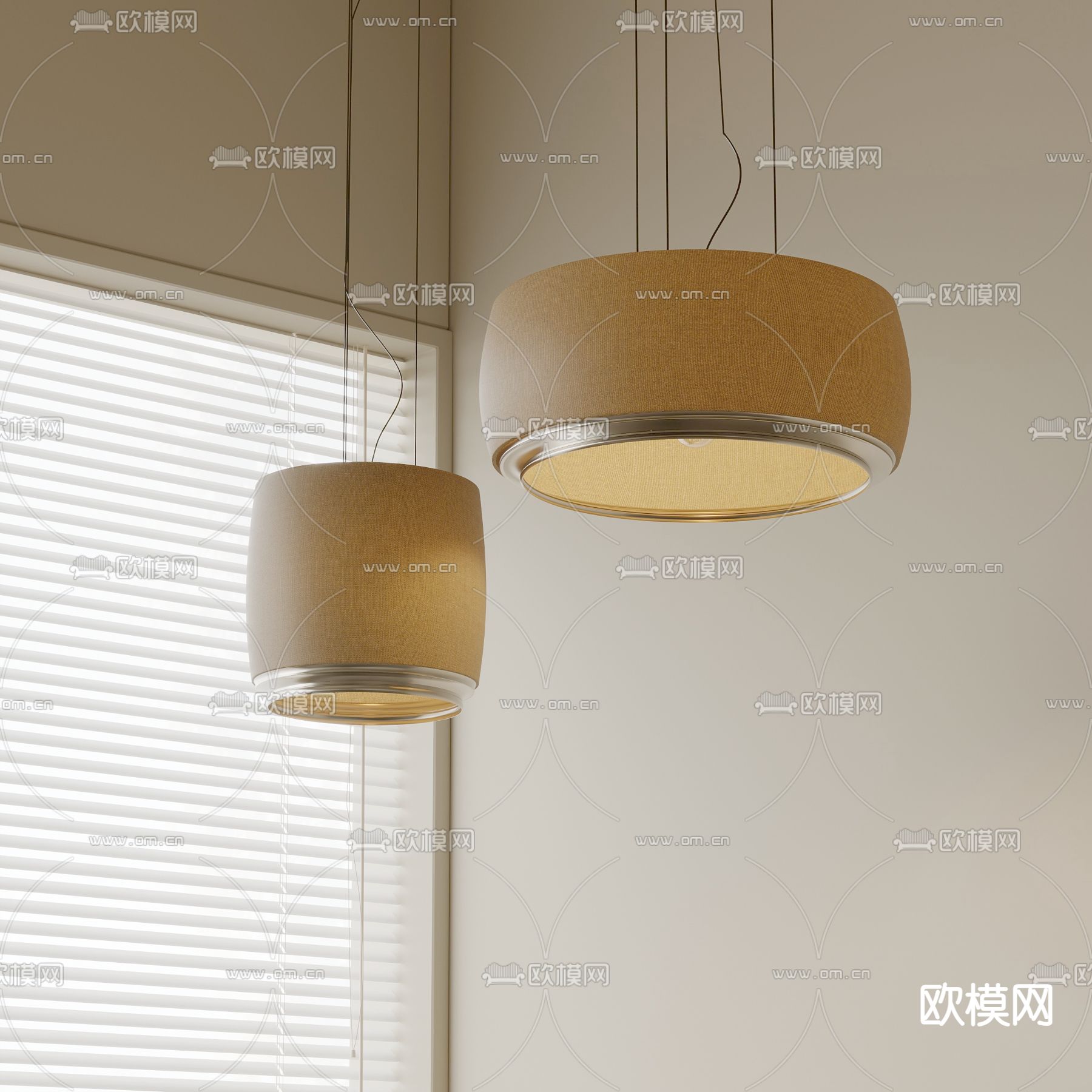 侘寂吊灯 布艺吊灯3d模型下载
