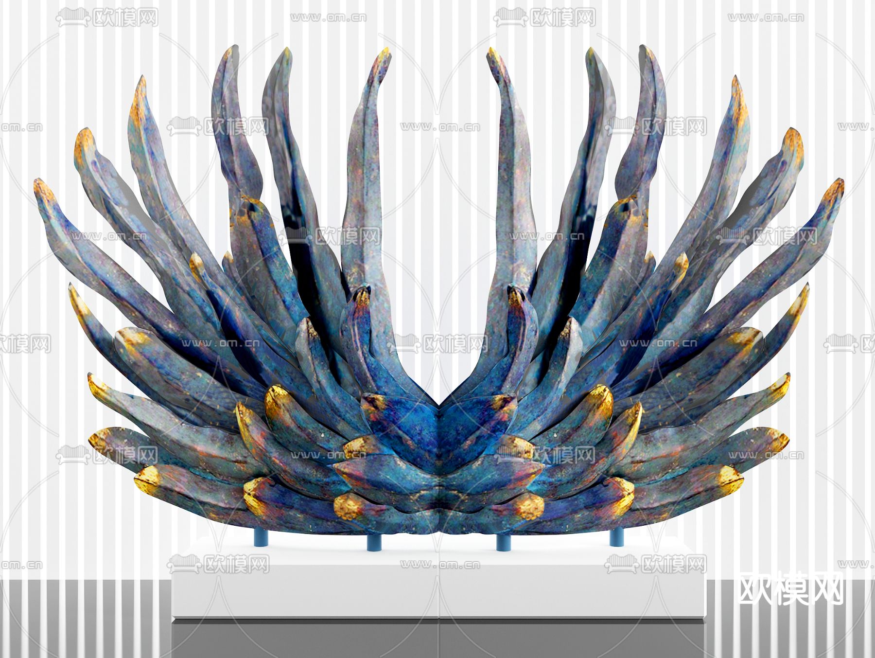 翅膀雕塑 羽翼摆件3d模型下载