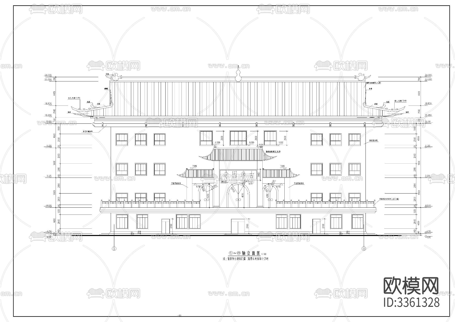 静音寺建筑CAD施工图下载（渲染图5）