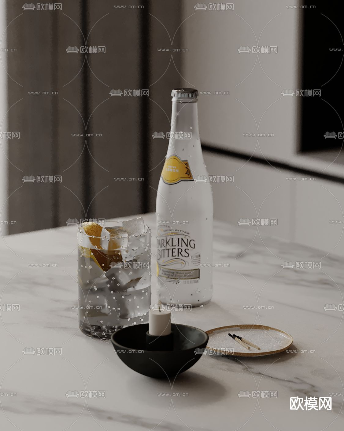 蜡烛 水杯 酒杯su模型下载（渲染图2）