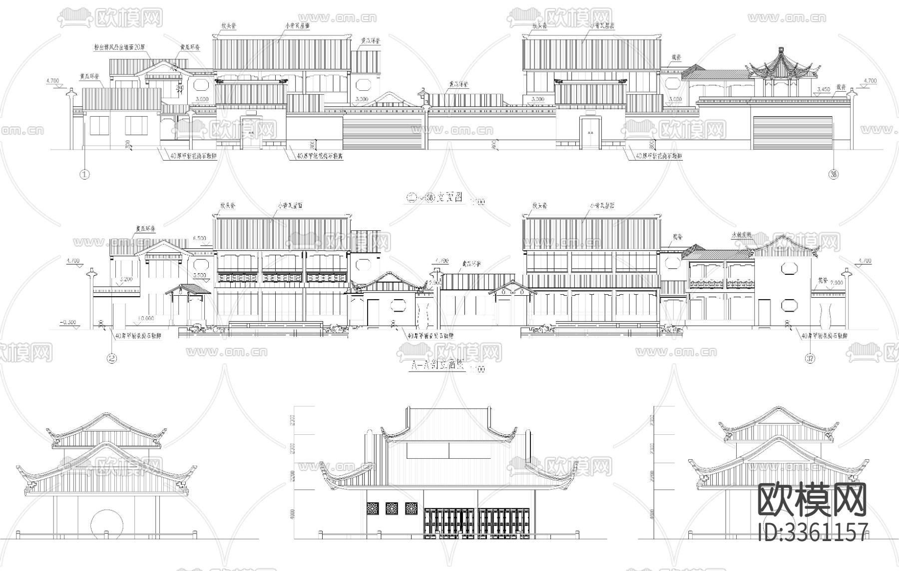 古建筑CAD施工图下载（渲染图1）