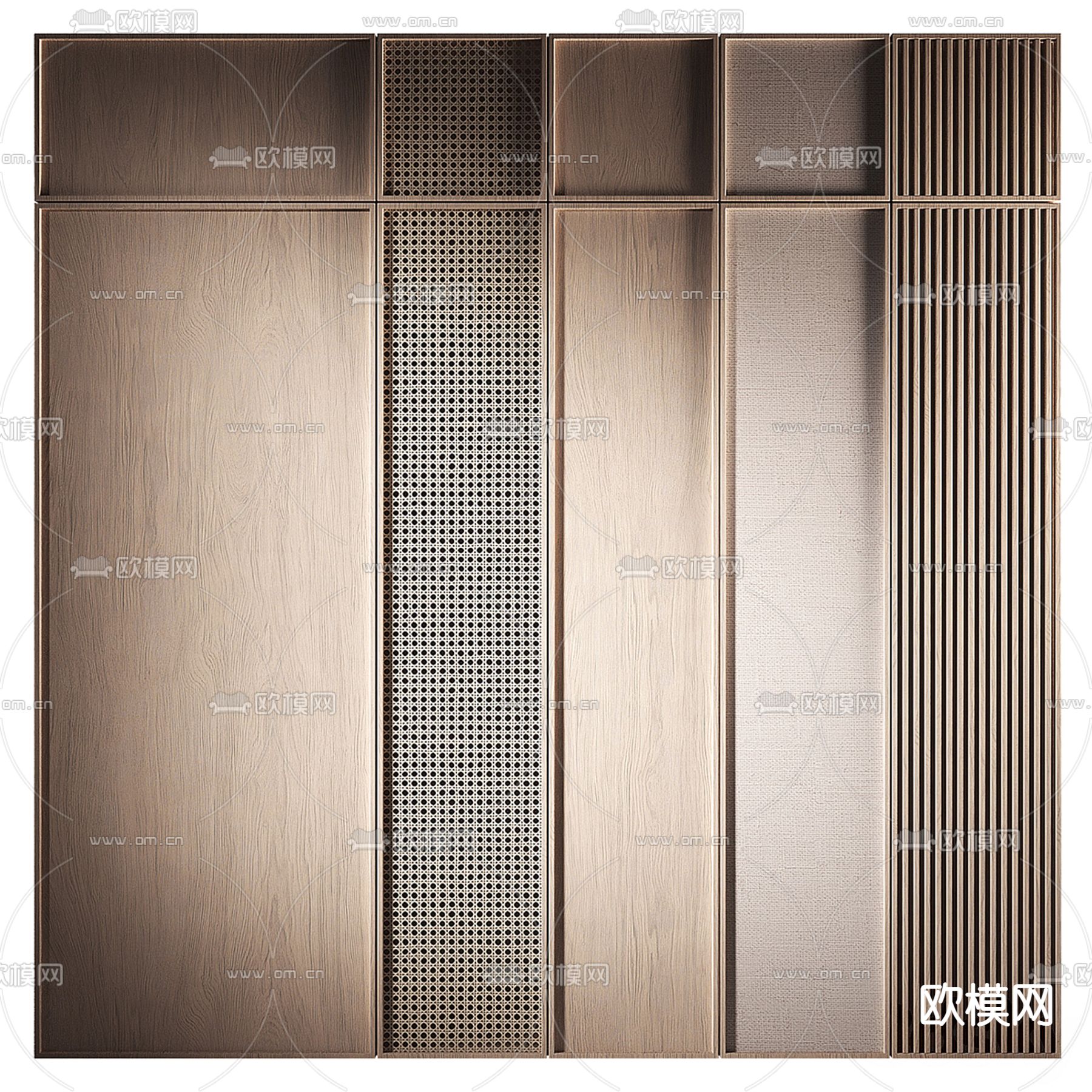 Scandinavian 藤编衣柜 衣橱3d模型下载（渲染图2）