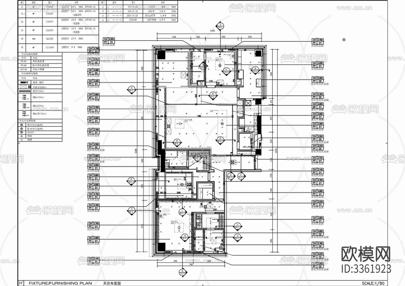 180㎡家裝大平層室內(nèi) 樣板間 私宅 大平層cad施工圖下載(渲染圖4)