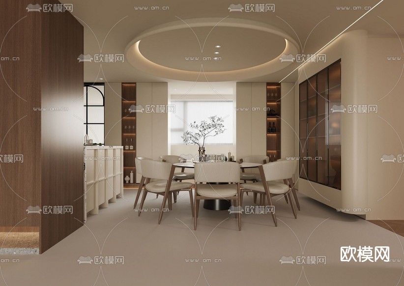 中古风客餐厅3d模型下载(渲染图3)