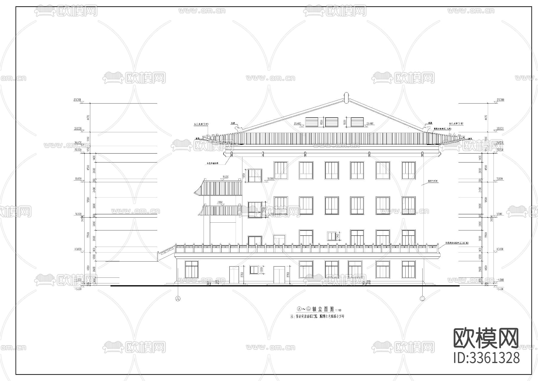 静音寺建筑CAD施工图下载（渲染图7）