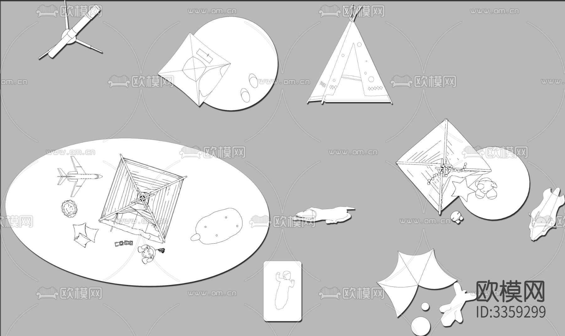 亲子儿童乐园游乐帐篷玩具cad大样图下载