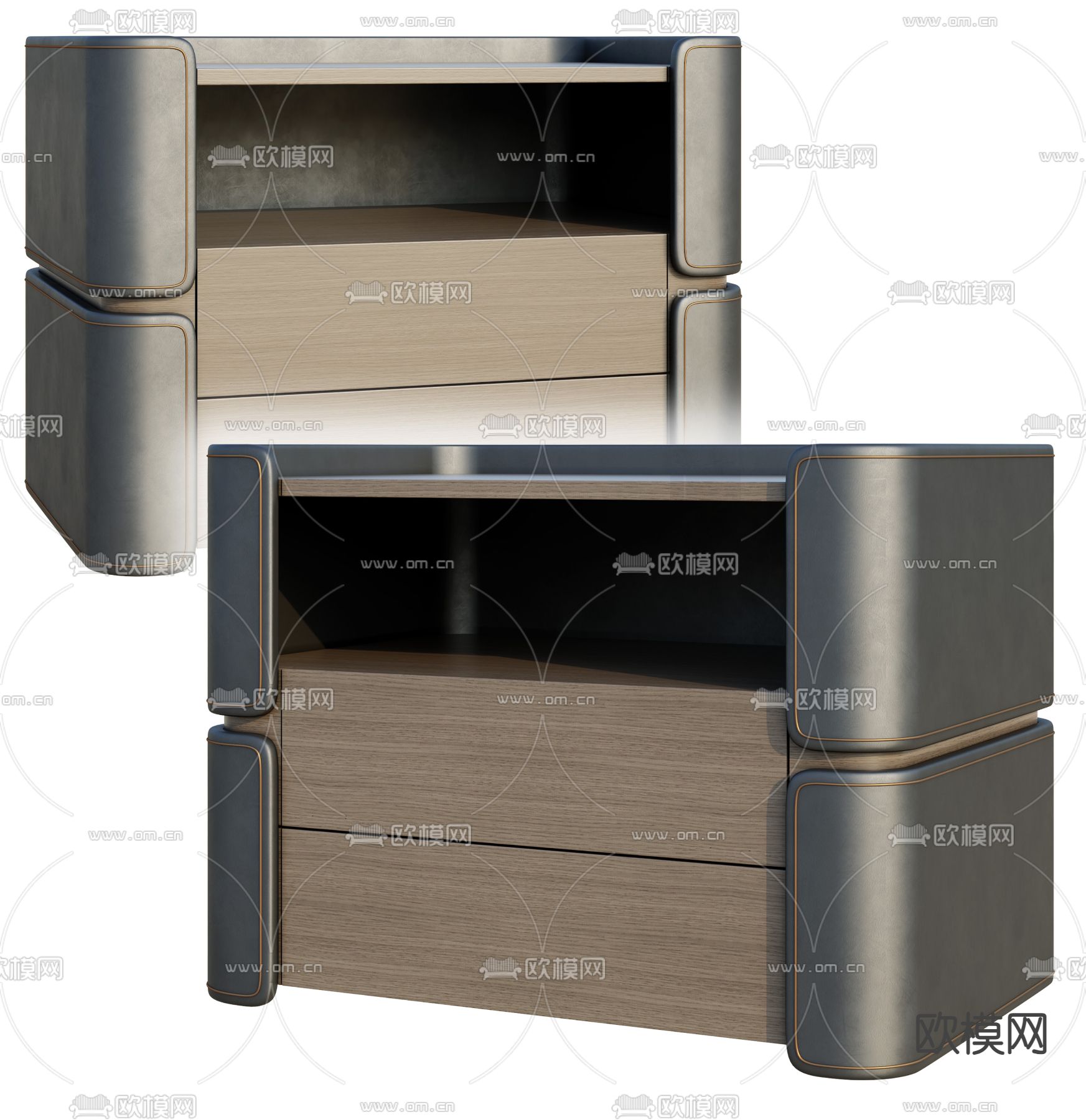 现代床头柜su模型下载（渲染图2）