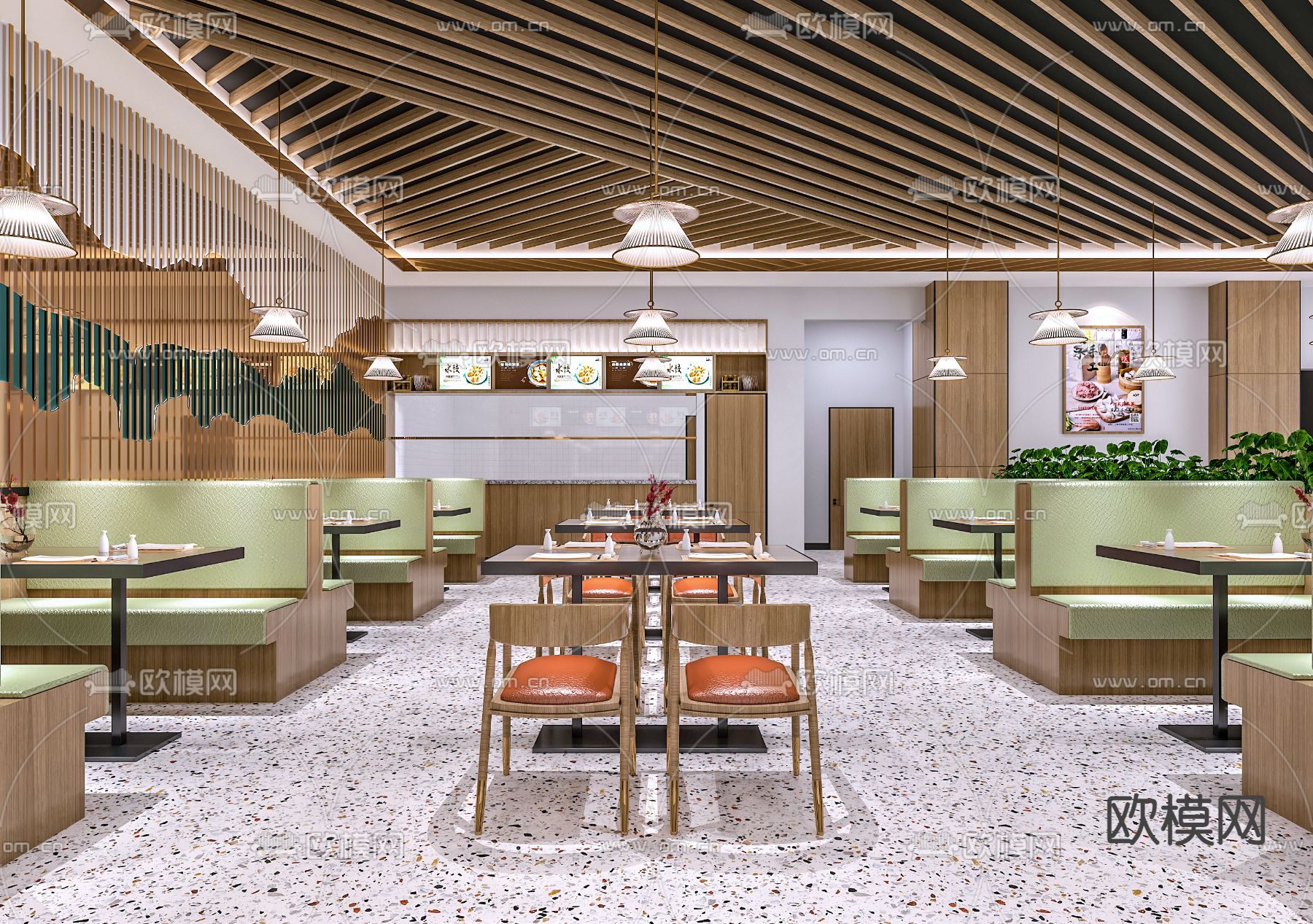 现代面馆 饺子馆3d模型下载（渲染图2）