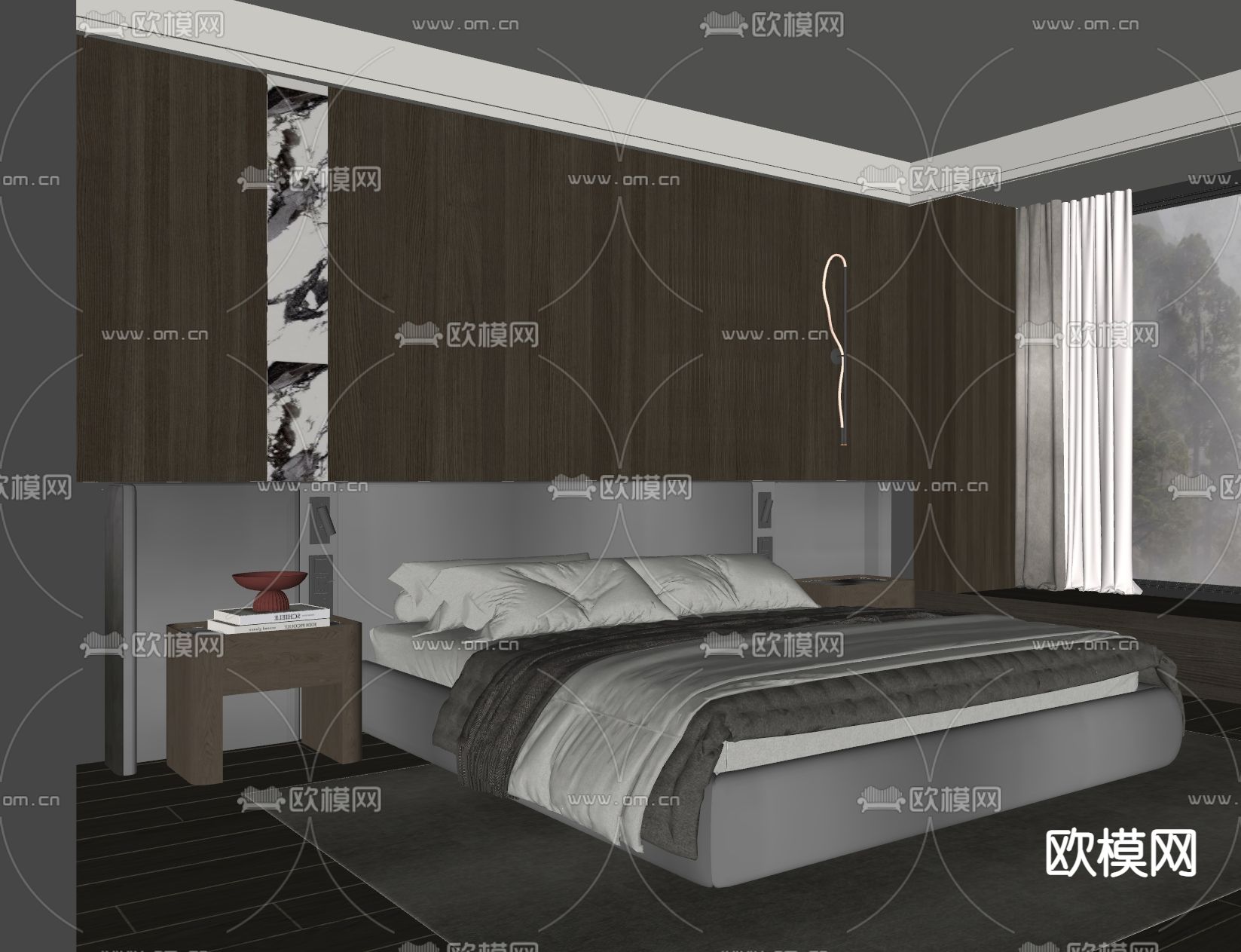 Minotti 卧室 主人房su模型下载（渲染图1）