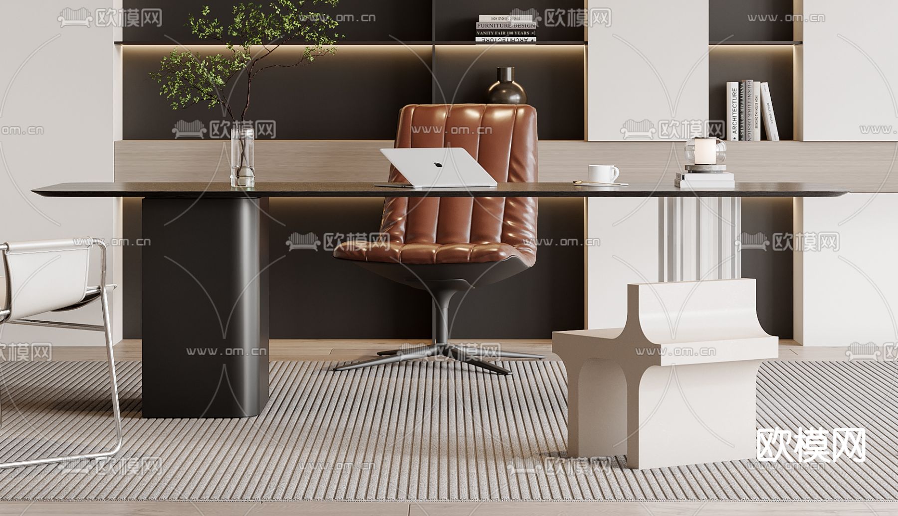 现代书桌椅su模型下载（渲染图2）