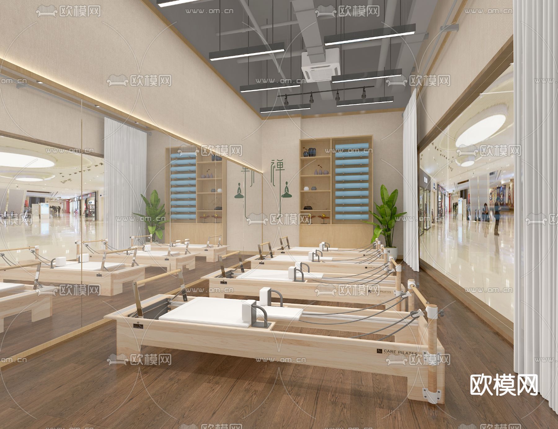 健身房 瑜伽室 普拉提3d模型下载（渲染图3）