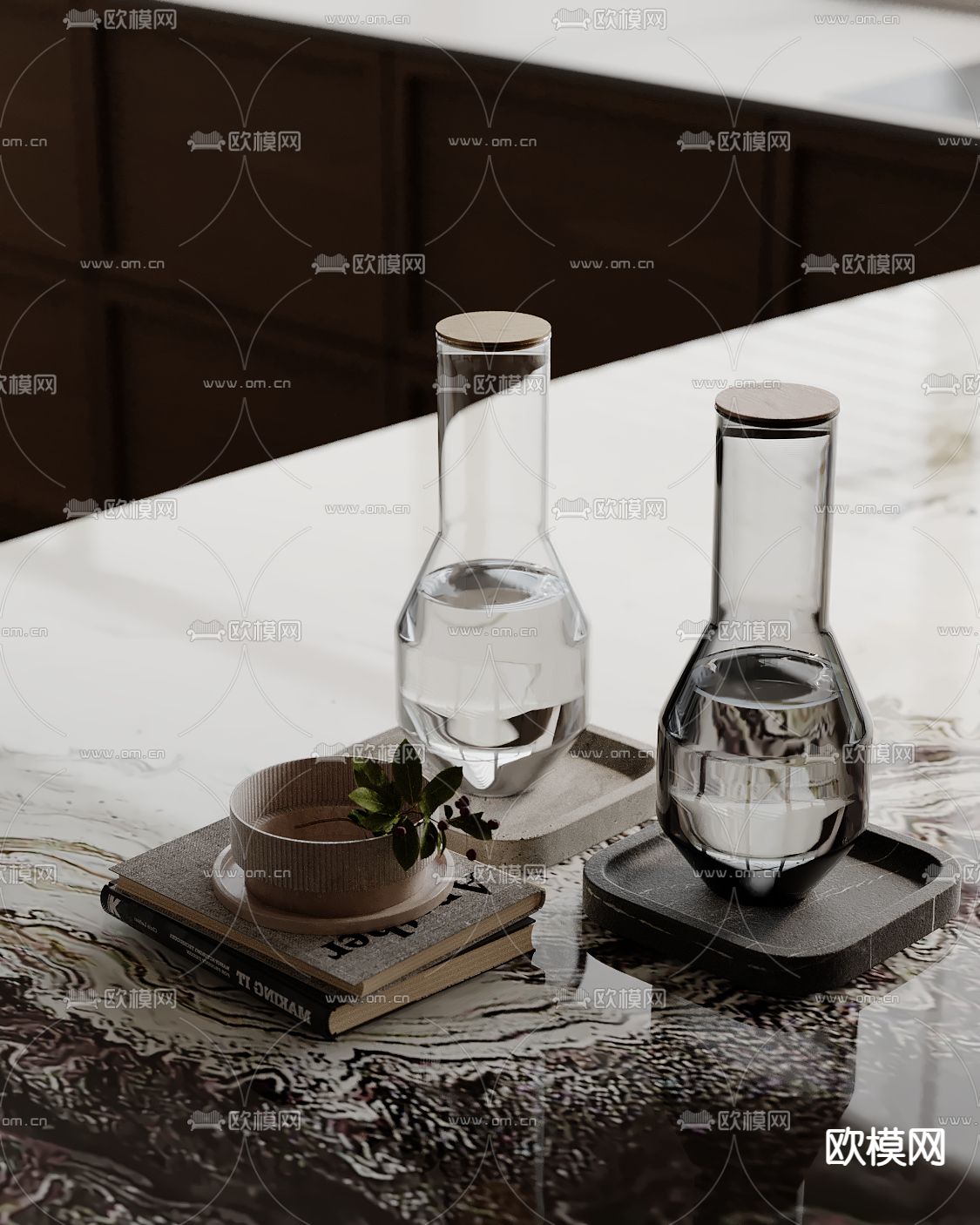 水杯 酒杯 书本su模型下载（渲染图2）