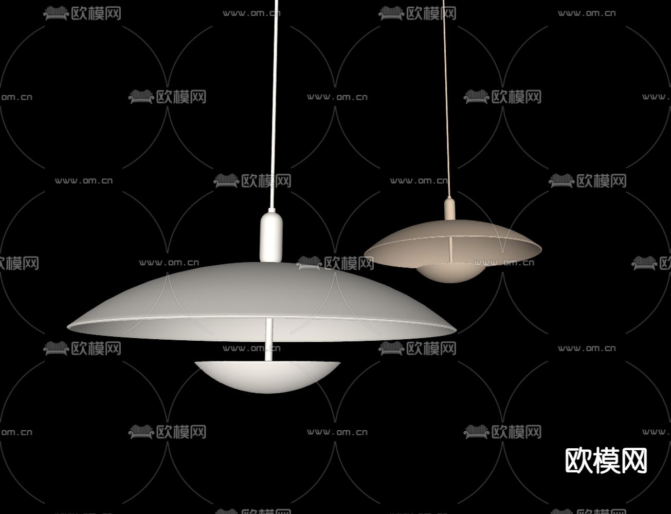 奶油风吊灯su模型下载（渲染图1）