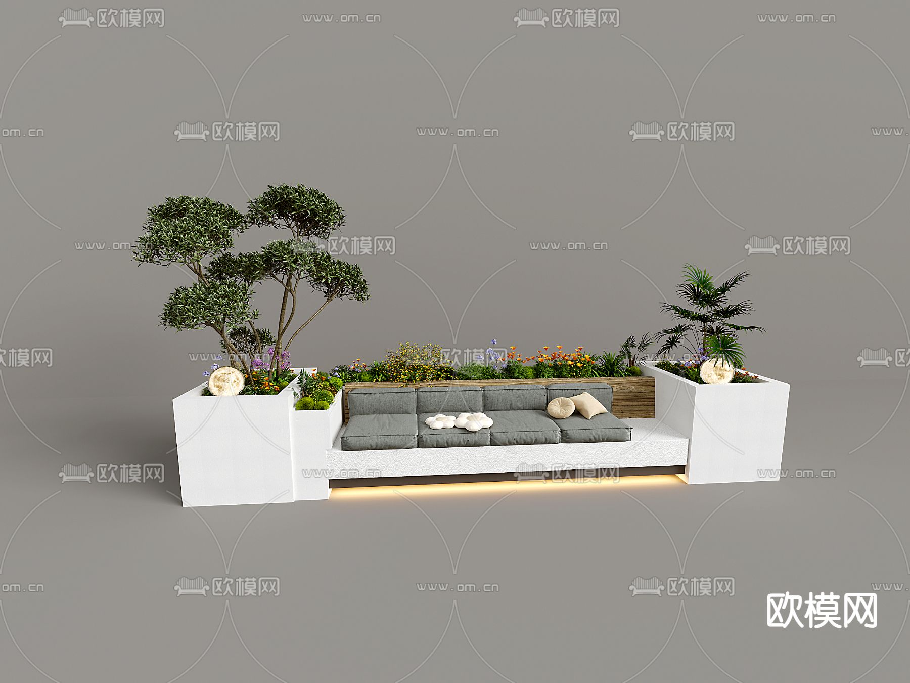 树池椅 户外椅 公共椅su模型下载（渲染图2）