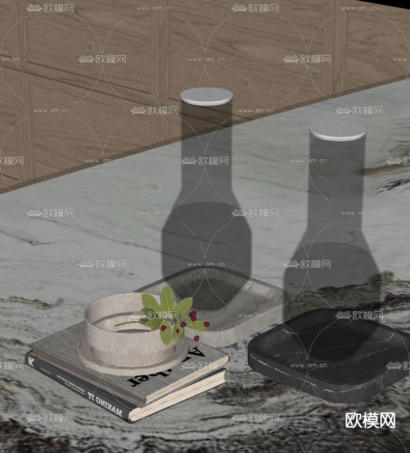 水杯 酒杯 书本su模型下载（渲染图1）