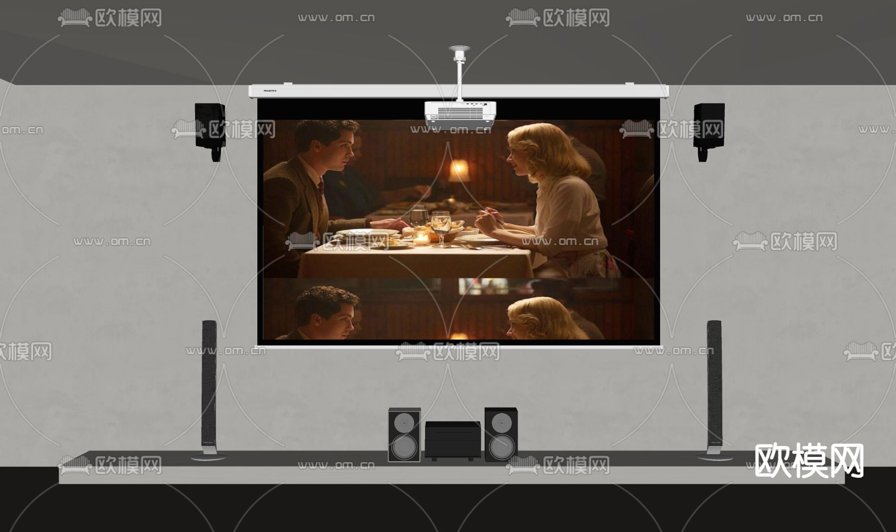 投影仪 投影幕布su模型下载（渲染图1）