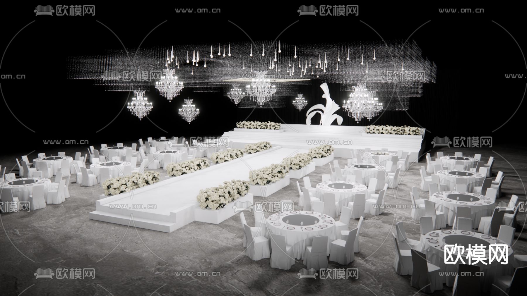 水晶吊顶婚礼su模型下载（渲染图2）